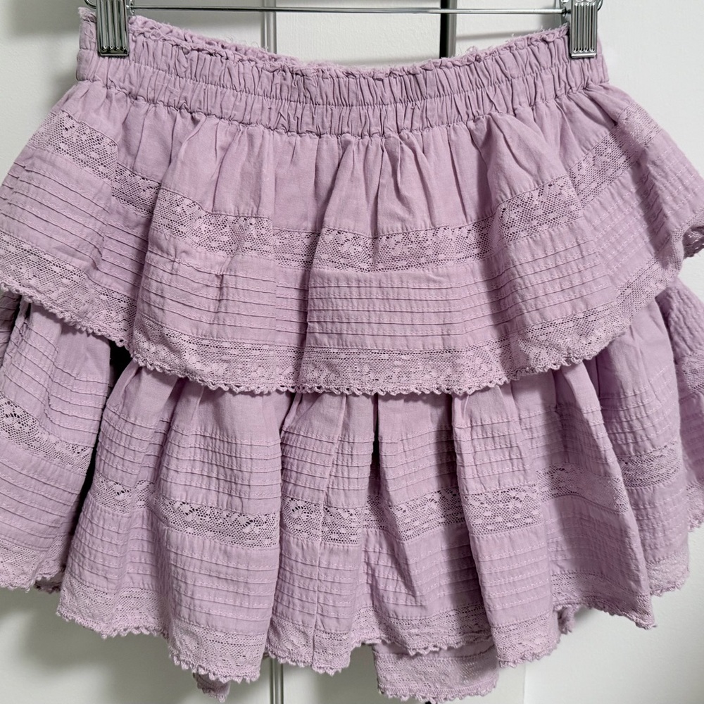 LoveShackFancy Women’s Lavender Tiered Mini Skirt